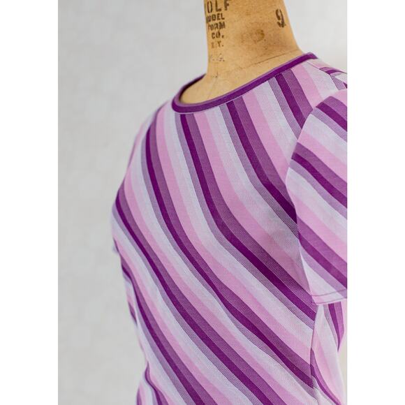 Vintage 80s retro 1980s women's purple diagonal stripe cropped shirt blouse, XS - Picture 8 of 10